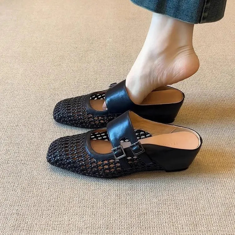 Hollow Out Strap Mules Sandals