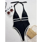 Deep V-Neck Halter Black Monokini