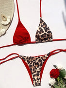 Halter Splicing Leopard Bikini
