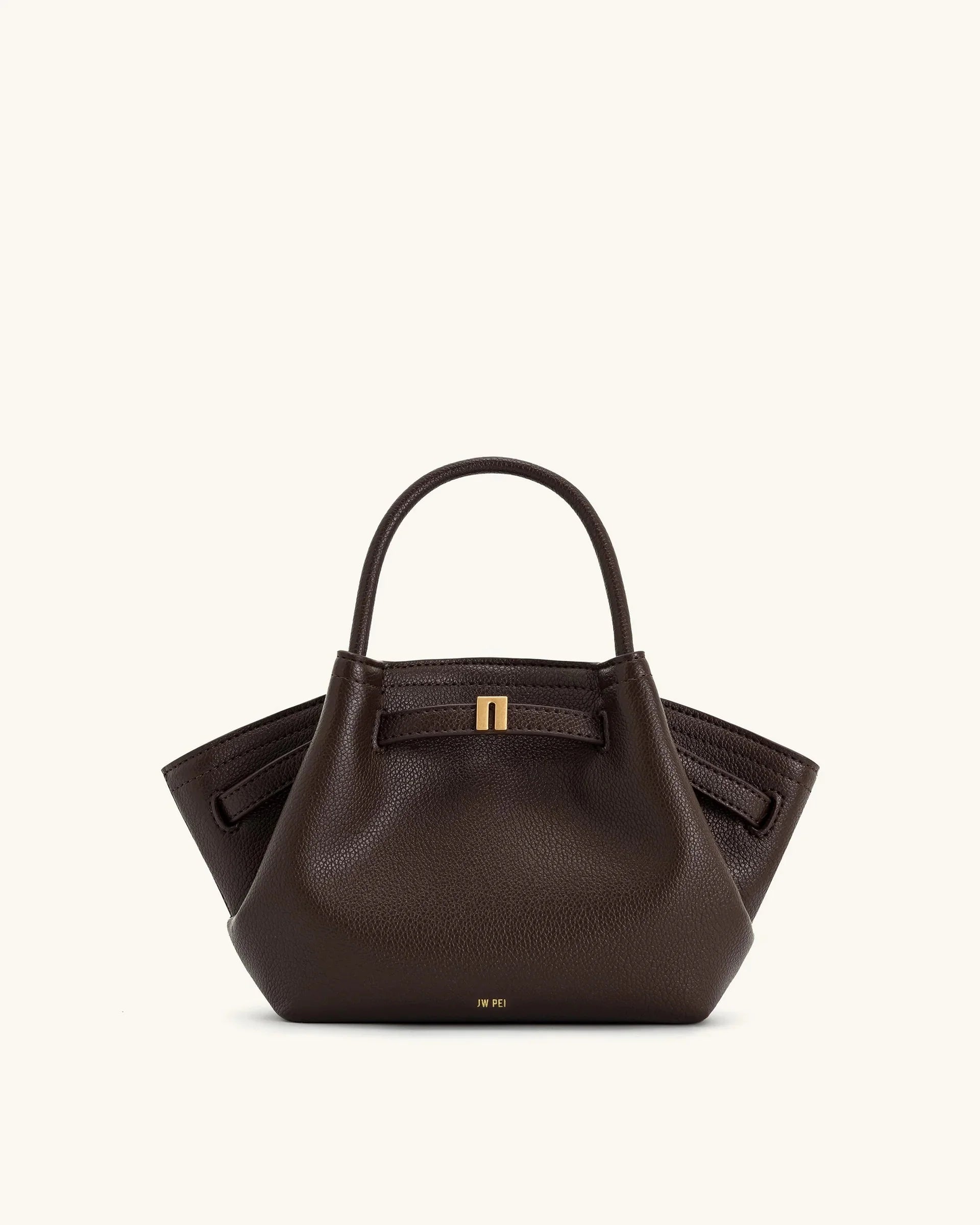 Minimalist Ruched Solid Leather Handbag