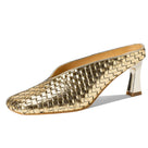 Square Top Woven Leather Mules Shoes