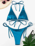 Metallic Satin Two-Pieces Bikini