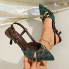Geometric Pattern Metal Appliques Slingback