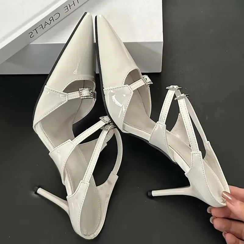 Pointed Toe Leather Mules Pump Shoes