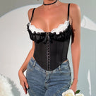 Patchwork Pleated Bowknot Bustier