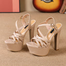 Solid Multi Cross-Straps Platform High Heels