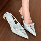 Shiny Hollow Bow Tie Slingback Shoes