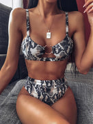 Animal Pattern Hollow Ring Bikini
