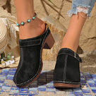 Closed Toe Block Heel Mules Shoes