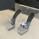 Transparent Chunky High Heels Sandals