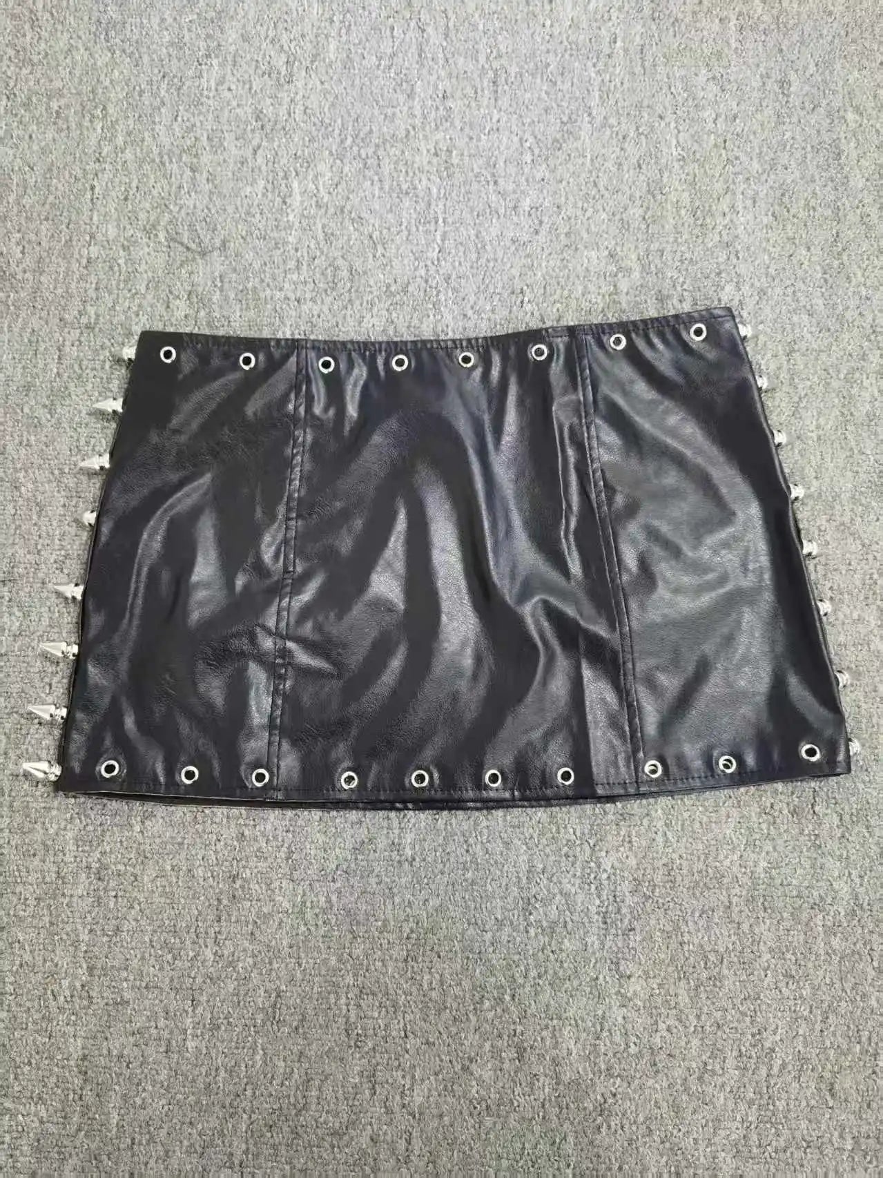 Punk Rock Leather Rivet Mini Skirt