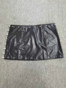 Punk Rock Leather Rivet Mini Skirt