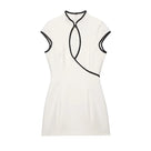 Hollow Out Stand Collar Mini Dress