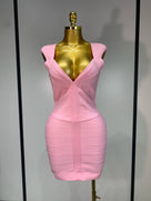 Deep V-neck Bodycon Mini Dress