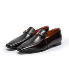 Square-Toe Leather Slip-On Loafers