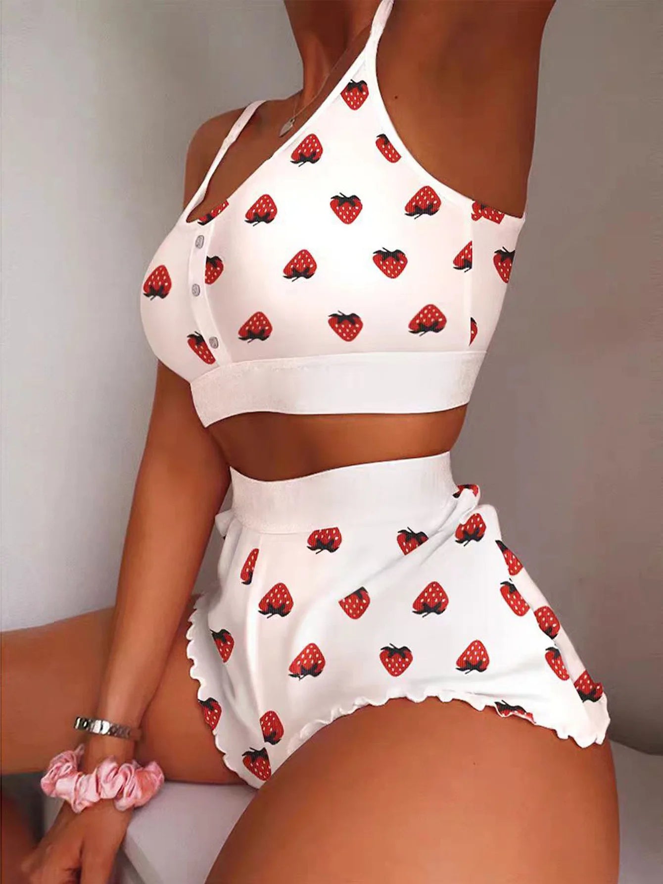 Printed Pattern Spaghetti Straps Pajamas