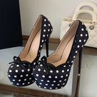 Polka Dot Bow Platform Pumps Shoes