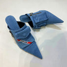 Pointed Denim Mules Pump Shoes