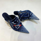 Pointed Denim Mules Pump Shoes