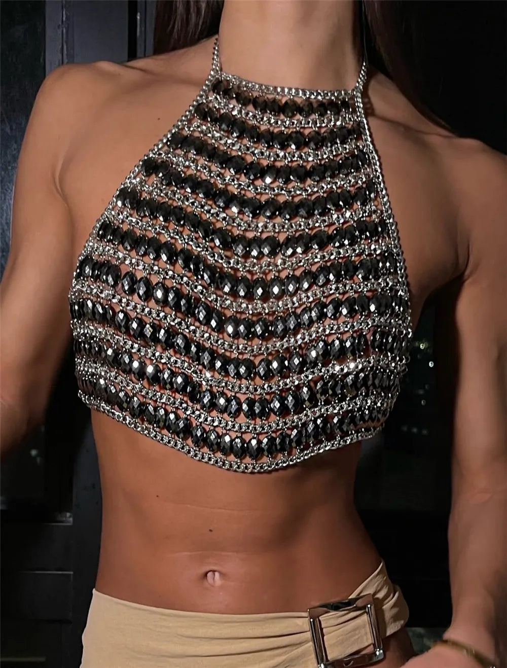 Metal Chain Rhinestone Body Jewelry