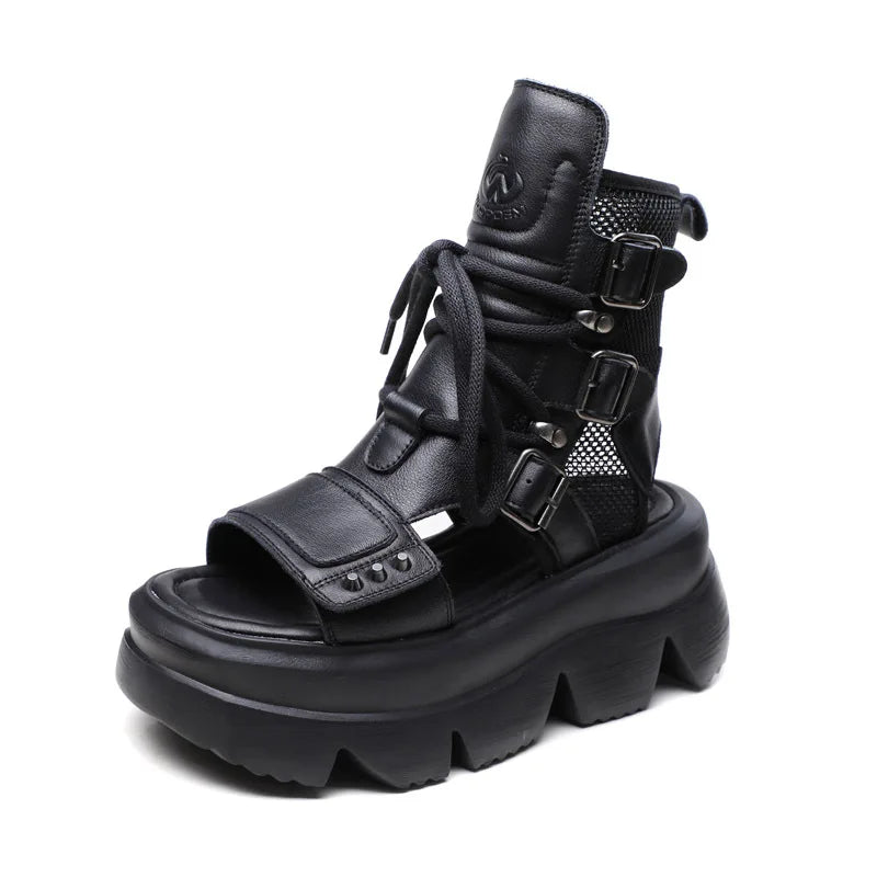 Casual Sporty Zip-Up Platform Sandals