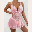 Sheer Lace Bow Dress Lingerie