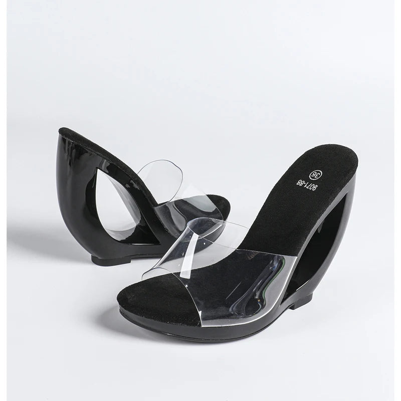 Transparent Open Toe Hollow Heels Sandals