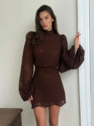 Lace Elegant Turtleneck Skirt Set
