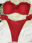 Sexy Ruffled Bandeau Bikini