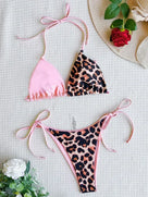 Halter Splicing Leopard Bikini