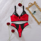 Sexy Red-Black Latex Lingerie