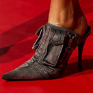 Pointed Denim Mules Pump Shoes
