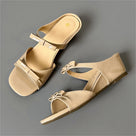 Elegant Butterfly-Knot Square Toe Sandals