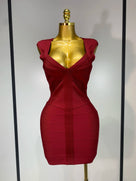 Deep V-neck Bodycon Mini Dress