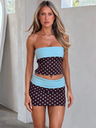 Polka Dot Strapless Skirt Set