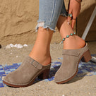 Closed Toe Block Heel Mules Shoes
