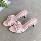 Butterfly-knot Lace Edge Thin Heels Sandals