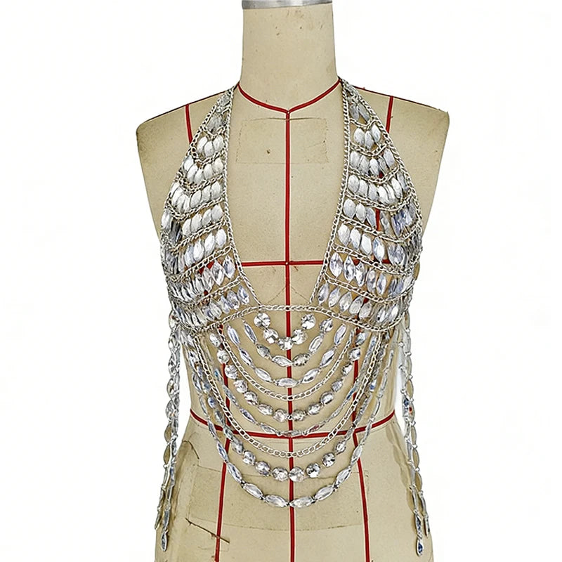 Festival Silver Rhinestone Body Jewelry