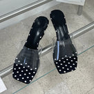 Polka Dot Square Toe Wedges Sandals