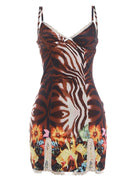 Flower Lace Patchwork Slitted Mini Dress