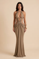 Halter Cut-Out Draped Long Dress
