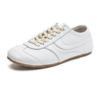 Solid Genuine Leather Lace-up Sneakers