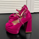Leather Bow Knot Mary Jane Heels Shoes