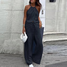 Chic Sleeveless Halter Pants Set