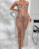 Sheer Embroidered Lace Polka Dot Lingerie