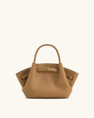 Minimalist Ruched Solid Leather Handbag