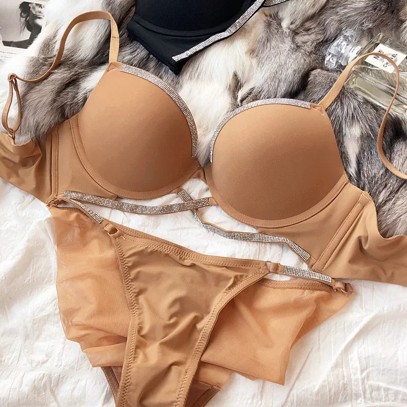 Alluring Classic Rhinestone Bra Set