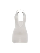 Sexy Backless Metal Ring Mini Dress