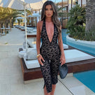 Deep V-Neck Backless Lace Jumpsuit