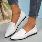Snake Embossed Texture Pointed-Toe Loafers